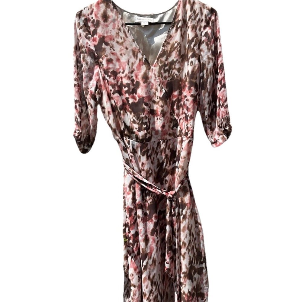 Coldwater Creek Maxi Dress Womens Floral Tropical BeachTie Front Chiffon size 4